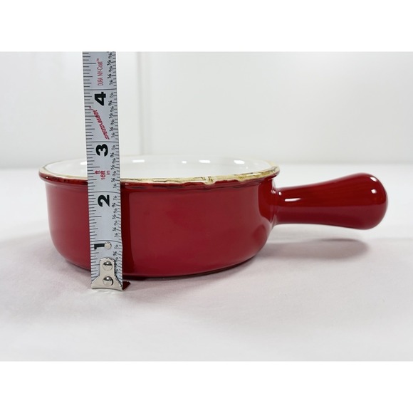 Sur La Table Red Stoneware Handled Soup Bowl Casserole Fondue Pot Oven Safe - Picture 8 of 9